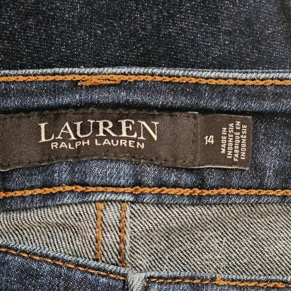 Lauren Ralph Lauren Jeans Womens 14 Blue Dark Wash Straight Leg Stretch Denim - Picture 5 of 13